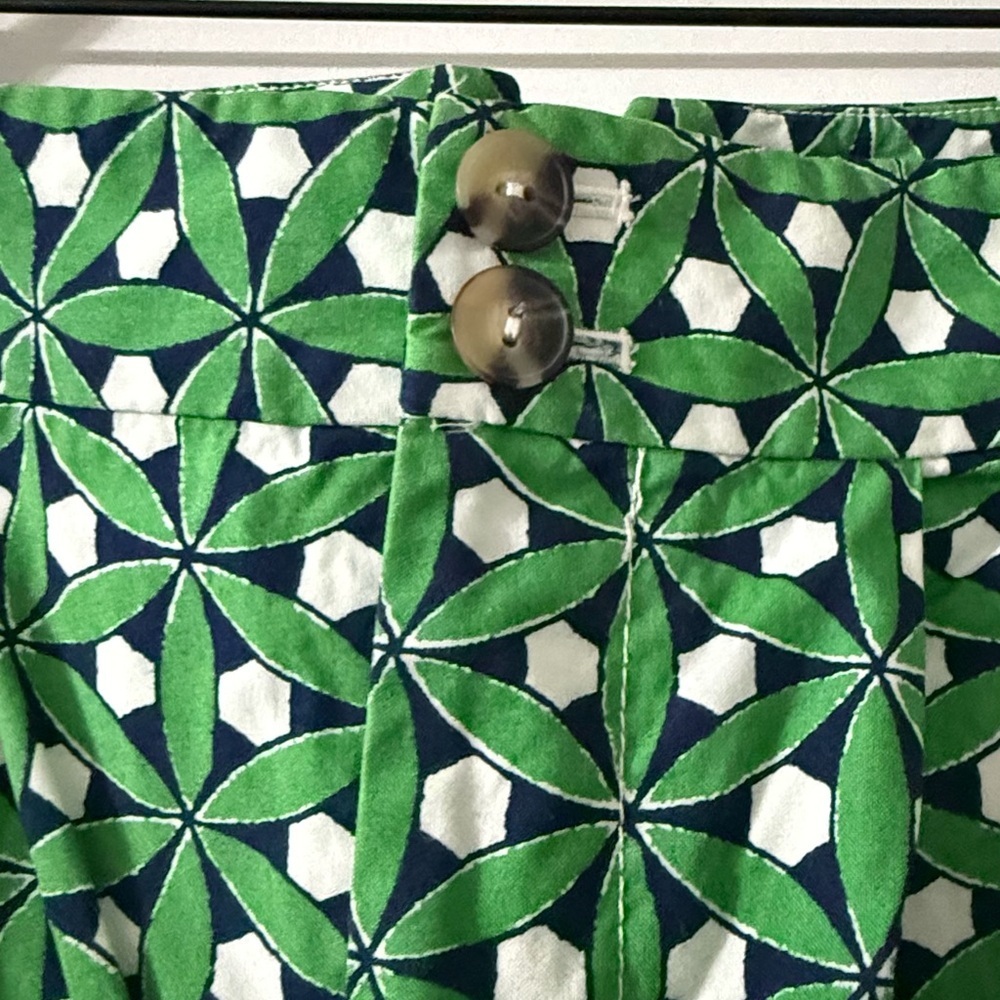 Maeve Anthropologie Poplin City Shorts Green Mod Print Womens Size 12 - Picture 5 of 11